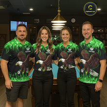 Load image into Gallery viewer, Custom Green Flame Eagle 8 Ball Billiard Shirts for Men Billiard League Billiard Team Shirts NNT107