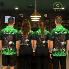 Load image into Gallery viewer, Custom Green Flame Eagle 8 Ball Billiard Shirts for Men Billiard League Billiard Team Shirts NNT107