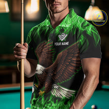 Load image into Gallery viewer, Custom Green Flame Eagle 8 Ball Billiard Shirts for Men Billiard League Billiard Team Shirts NNT107