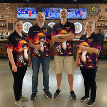 Load image into Gallery viewer, Custom Funny Cat Dart Shirts For Men Retro Dart Board Shirts Polo &amp; 1/4 Zip Dart Jersey Team NNT123