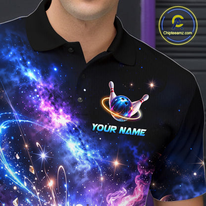 Custom Galaxy Bowling Jersey for Men Bowling Uniform Polo & 1/4 Zip Bowling Team Shirts HNT227