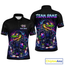 Load image into Gallery viewer, Funny Neon Alligator Custom Bowling Jersey for Men Bowling League Bowling Team Shirts HN295