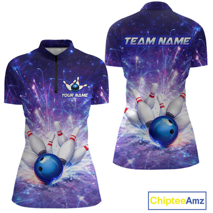 Custom Bowling Jersey for Women Bowling Uniform Polo & 1/4 Zip Bowling Shirts for Bowler and Team HNT231