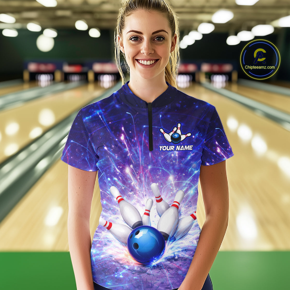 Custom Bowling Jersey for Women Bowling Uniform Polo & 1/4 Zip Bowling Shirts for Bowler and Team HNT231
