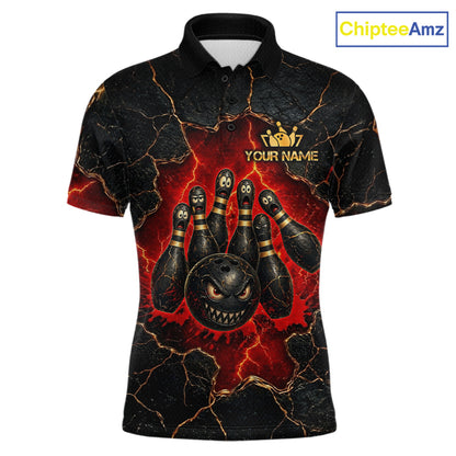 Custom Cracked Angry Bowling Shirts for Men Bowling Team Jersey Bowling League HNT298