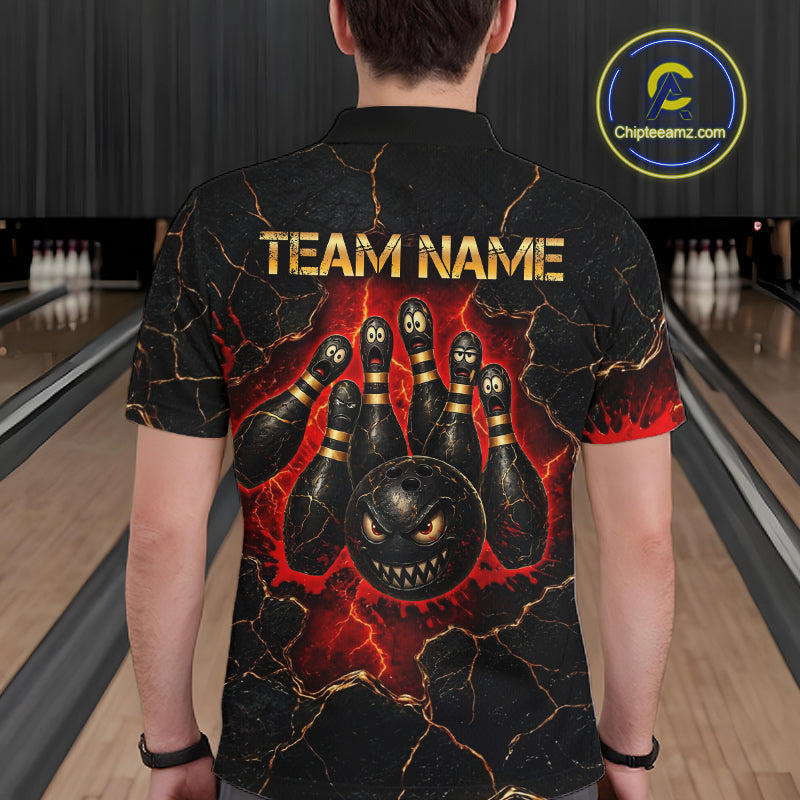 Custom Cracked Angry Bowling Shirts for Men Bowling Team Jersey Bowling League HNT298