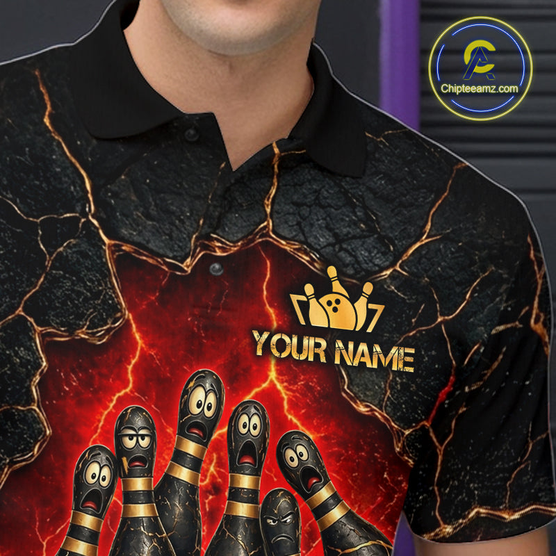 Custom Cracked Angry Bowling Shirts for Men Bowling Team Jersey Bowling League HNT298