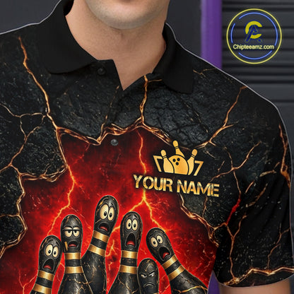 Custom Cracked Angry Bowling Shirts for Men Bowling Team Jersey Bowling League HNT298