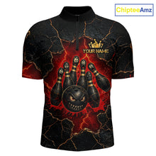 Load image into Gallery viewer, Custom Cracked Angry Bowling Shirts for Men Bowling Team Jersey Bowling League HNT298