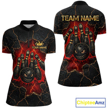 Load image into Gallery viewer, Custom Cracked Angry Bowling Shirts for Women Bowling Team Jersey Bowling League HNT298