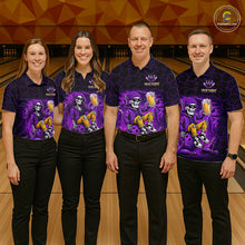 Load image into Gallery viewer, Custom Purple Funny Beer Skull Bowling Shirt for Women Bowling Team Jersey Bowling League HNT297