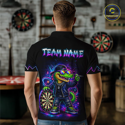 Custom Neon Funny Alligator Dart Shirts for Men Dart Team Jerseys Dartboard League Shirt NNT342
