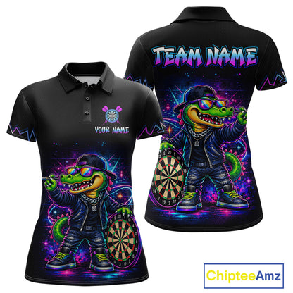 Custom Neon Funny Alligator Dart Shirts for Women Dart Team Jerseys Dartboard League Shirt NNT342