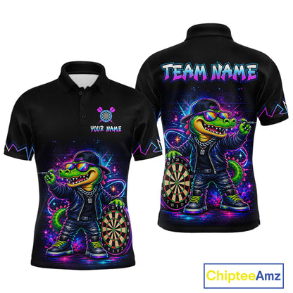 Custom Neon Funny Alligator Dart Shirts for Men Dart Team Jerseys Dartboard League Shirt NNT342