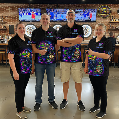 Custom Neon Funny Alligator Dart Shirts for Men Dart Team Jerseys Dartboard League Shirt NNT342