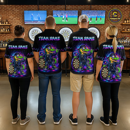Custom Neon Funny Alligator Dart Shirts for Men Dart Team Jerseys Dartboard League Shirt NNT342