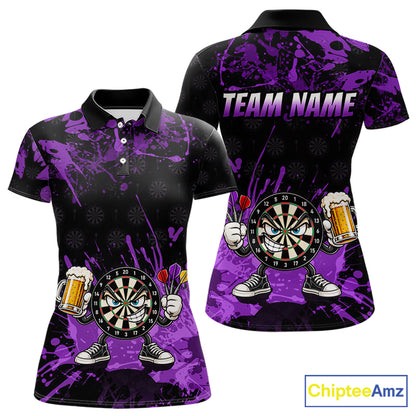 Custom Purple Funny Dartboard with Beer Dart Shirts for Women Dart Team Jerseys Darts League NNT348