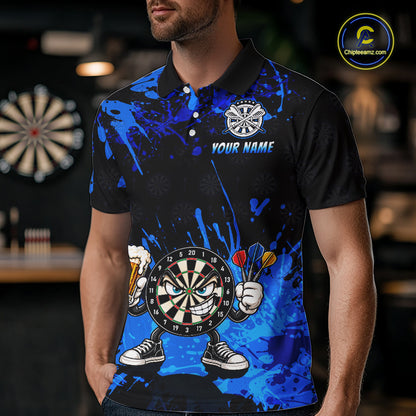 Custom Blue Funny Dartboard with Beer Dart Shirts for Men Dart Team Jerseys Darts League Dartboard Shirt NNT348