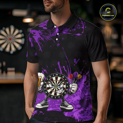 Custom Purple Funny Dartboard with Beer Dart Shirts for Men Dart Team Jerseys Darts League NNT348