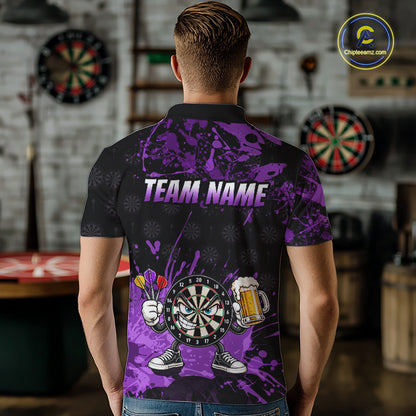 Custom Purple Funny Dartboard with Beer Dart Shirts for Men Dart Team Jerseys Darts League NNT348