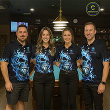 Load image into Gallery viewer, Custom Blue Flame Skull 8 Ball Cracked Billiard Shirt for Women Billiard Team Jersey Billiard League NNT184