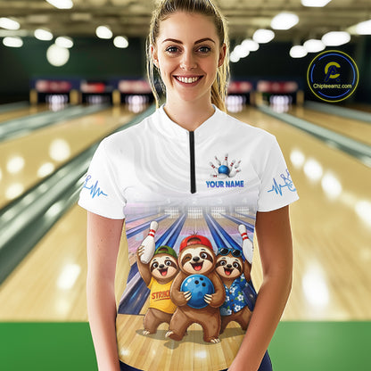 Custom Funny Sloth Bowling Shirt for Women Bowling Team Jersey Bowling League Bowling Cloth HNT299