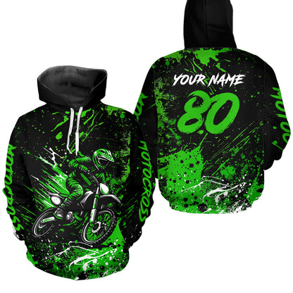 Custom Green Motocross Hoodie Jersey for Kid Men Women Dirt Bike Racing Motorcycle Hoodie HOT34