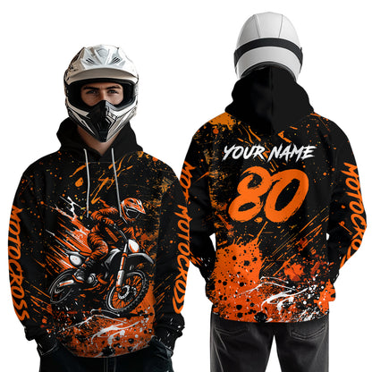 Custom Orange Motocross Hoodie Jersey for Kid Men Women Dirt Bike Racing Motorcycle Hoodie HOT34