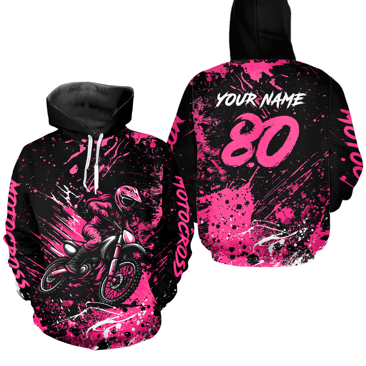 Custom Pink Motocross Hoodie Jersey for Kid Men Women Dirt Bike Racing Motorcycle Hoodie HOT34