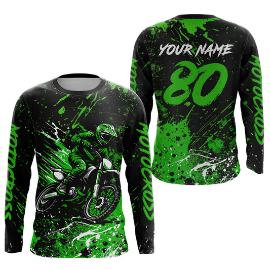 Green Youth Motocross Jersey Custom Motocycle Shirts Men Women Kid Motocross Shirt UPF30+ DNT39
