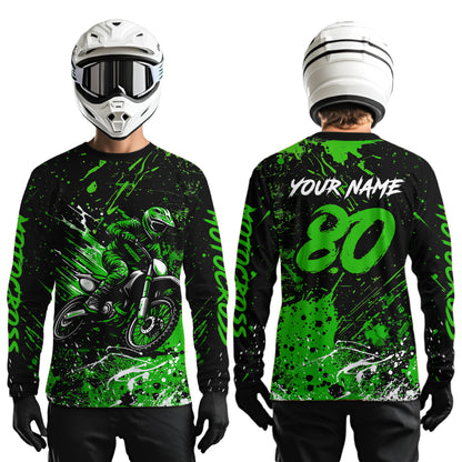 Green Youth Motocross Jersey Custom Motocycle Shirts Men Women Kid Motocross Shirt UPF30+ DNT39