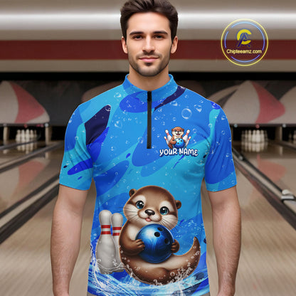 Custom Funny Otte Bowling Jersey for Men Bowling Team Shirts Bowling Gifts Polo & 1/4 Zip HNT269