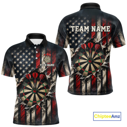 Custom Cracked American Flag Dart Shirts for Men Dart Team Jerseys Dartboard Outfit NNT354