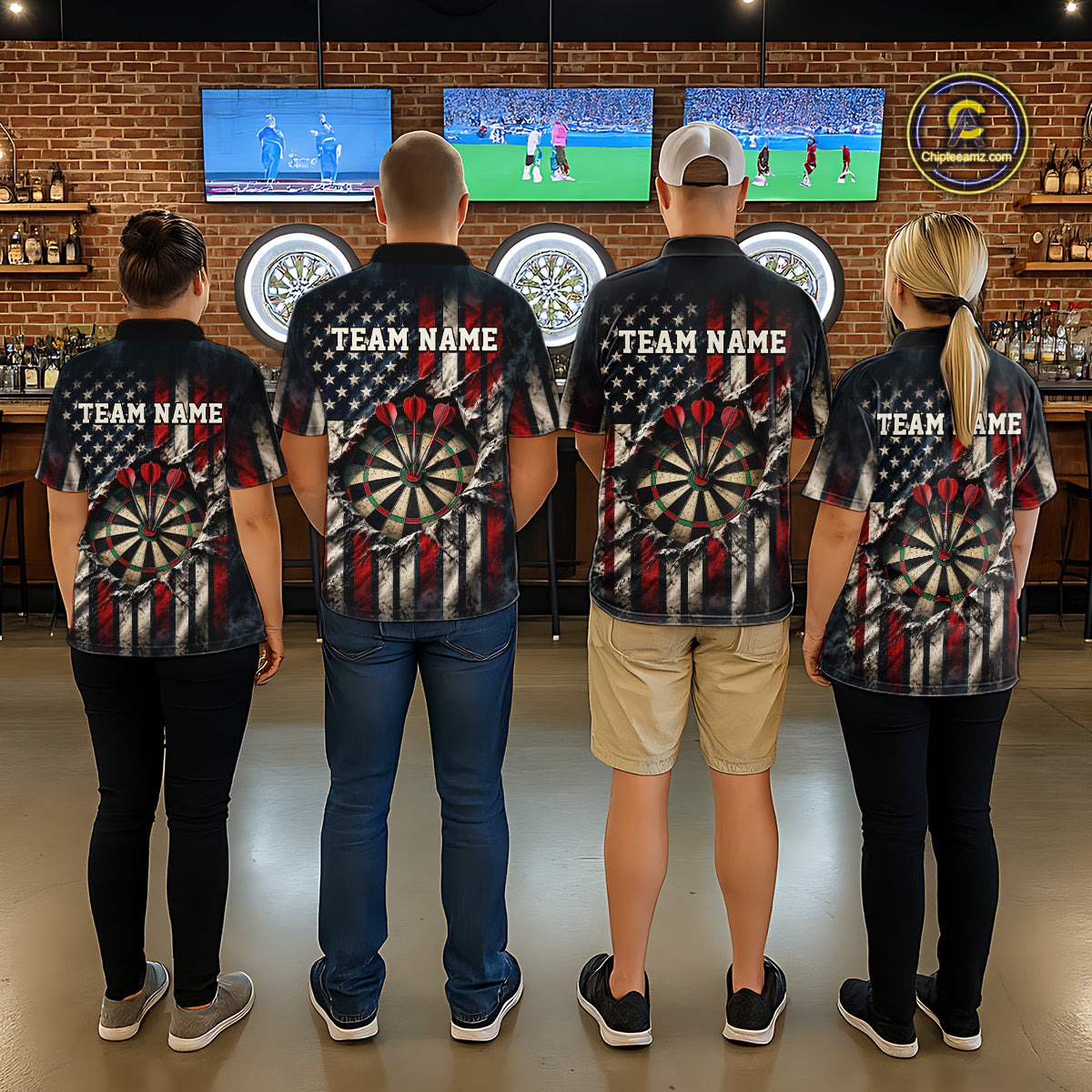 Custom Cracked American Flag Dart Shirts for Men Dart Team Jerseys Dartboard Outfit NNT354