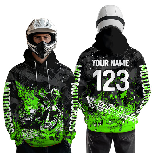 Custom Green Motocross Jersey Hoodie Kid Men Women Youth Dirt Bike Motorcycle Hoodie HOT37