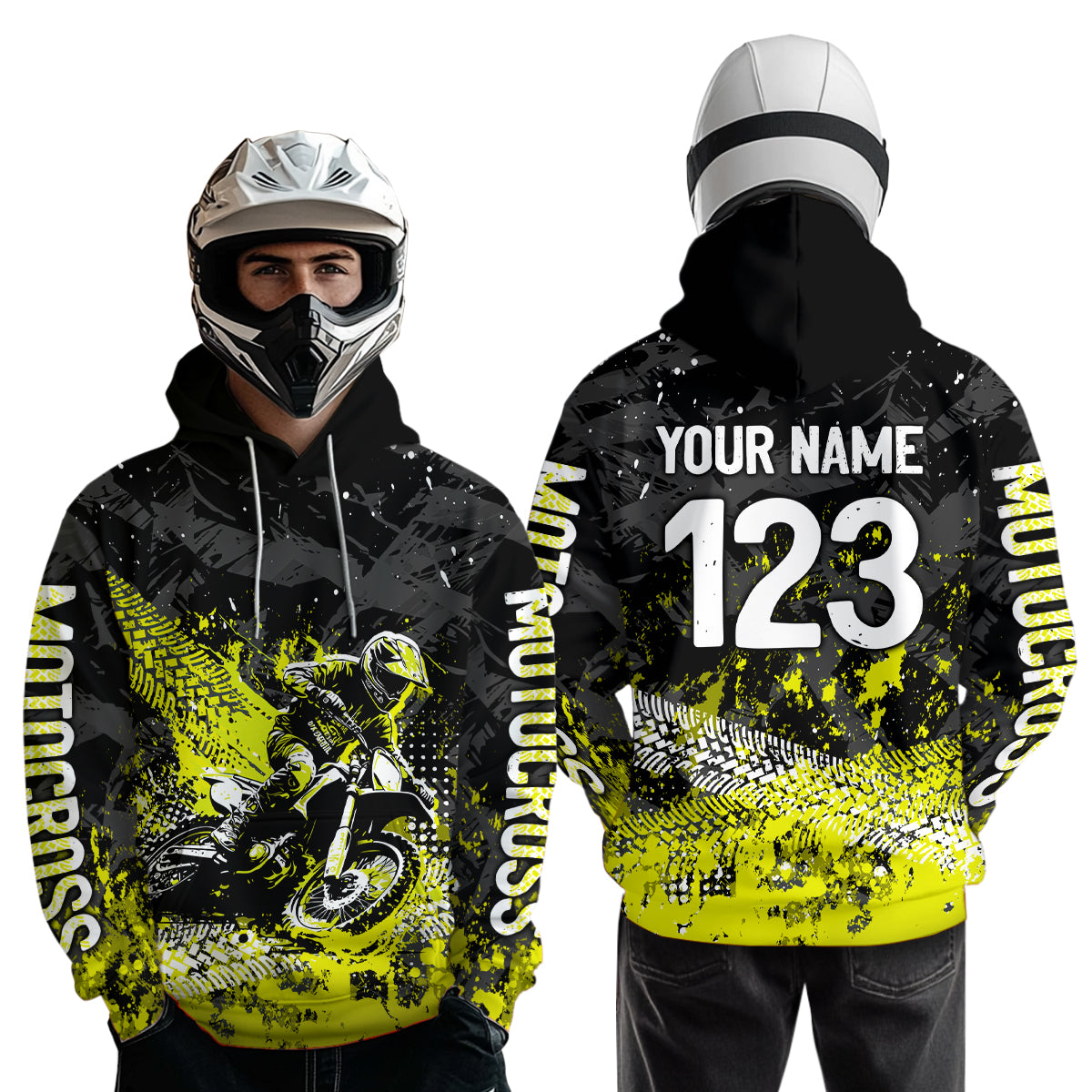 Custom Yellow Motocross Jersey Hoodie Kid Men Women Youth Dirt Bike Motorcycle Hoodie HOT37
