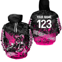 Load image into Gallery viewer, Custom Pink Motocross Jersey Hoodie Kid Men Women Youth Dirt Bike Motorcycle Hoodie HOT37