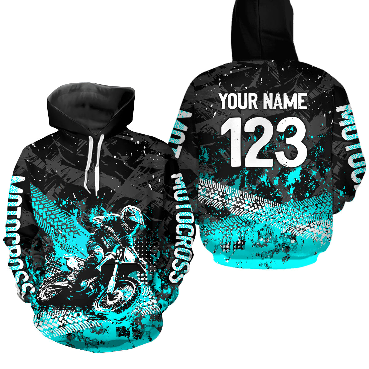 Custom Turquoise Motocross Jersey Hoodie Kid Men Women Youth Dirt Bike Motorcycle Hoodie HOT37