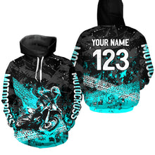 Load image into Gallery viewer, Custom Turquoise Motocross Jersey Hoodie Kid Men Women Youth Dirt Bike Motorcycle Hoodie HOT37