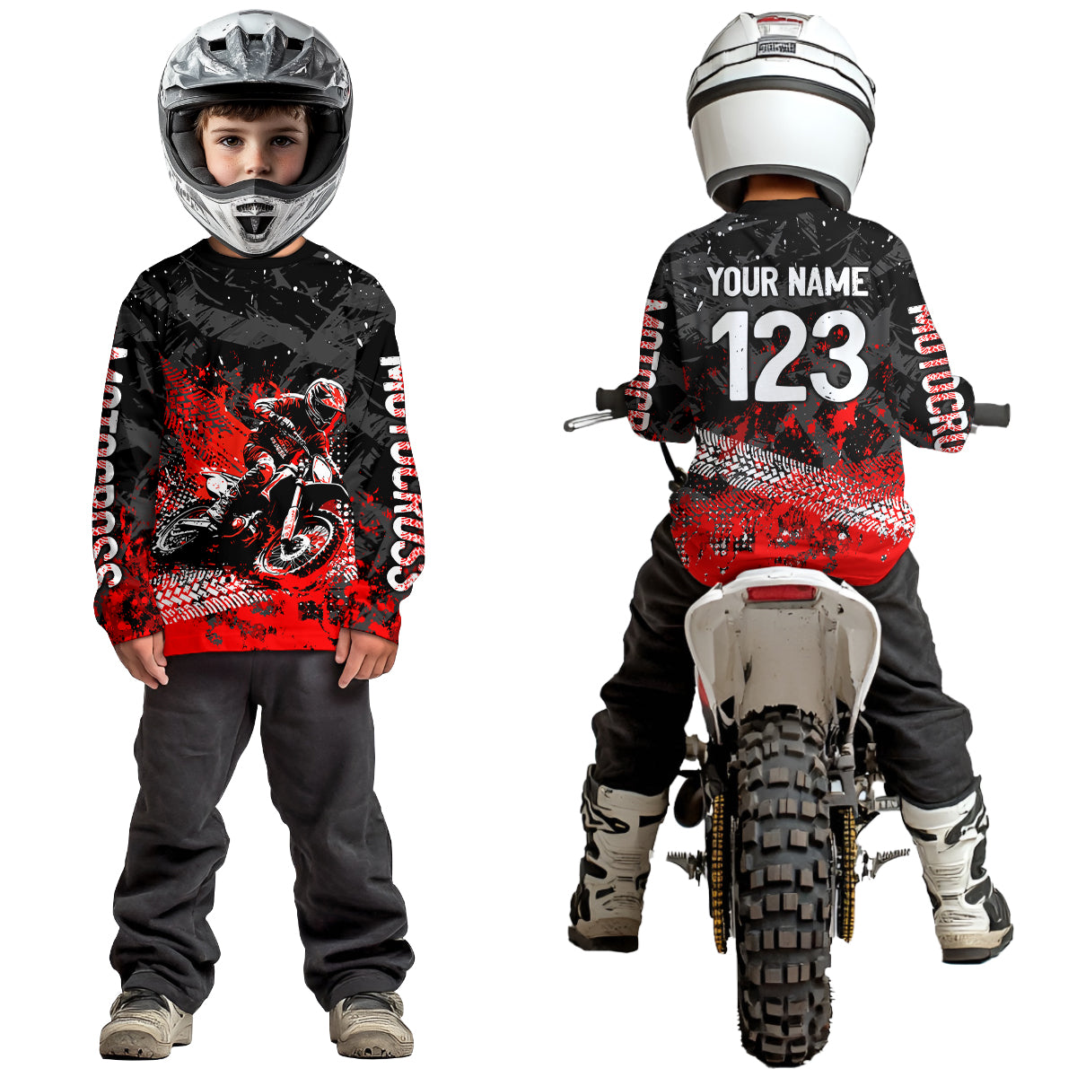 Red Youth MX Motocross Jersey Custom Racing Motocycle Shirts Men Women Kid UPF30+ DNT42