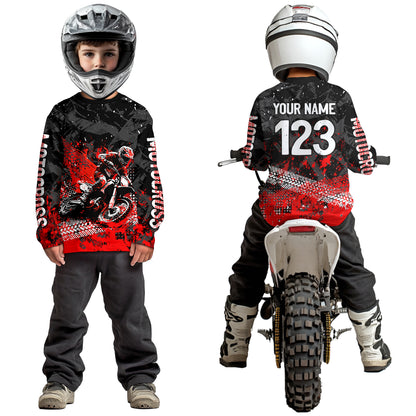 Red Youth MX Motocross Jersey Custom Racing Motocycle Shirts Men Women Kid UPF30+ DNT42
