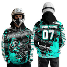 Load image into Gallery viewer, Custom Turquoise Racing Motocross Hoodie for Kid Men Women Dirt Bike Motorcycle Hoodie HOT40