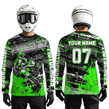 Green Motocross Jersey Racing for Kid Men Women Custom Dirt Bike Shirts UPF30+ DNT45