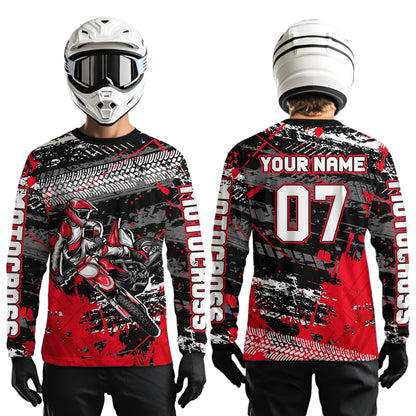 Red Motocross Jersey Racing for Kid Men Women Custom Dirt Bike Shirts UPF30+ DNT45