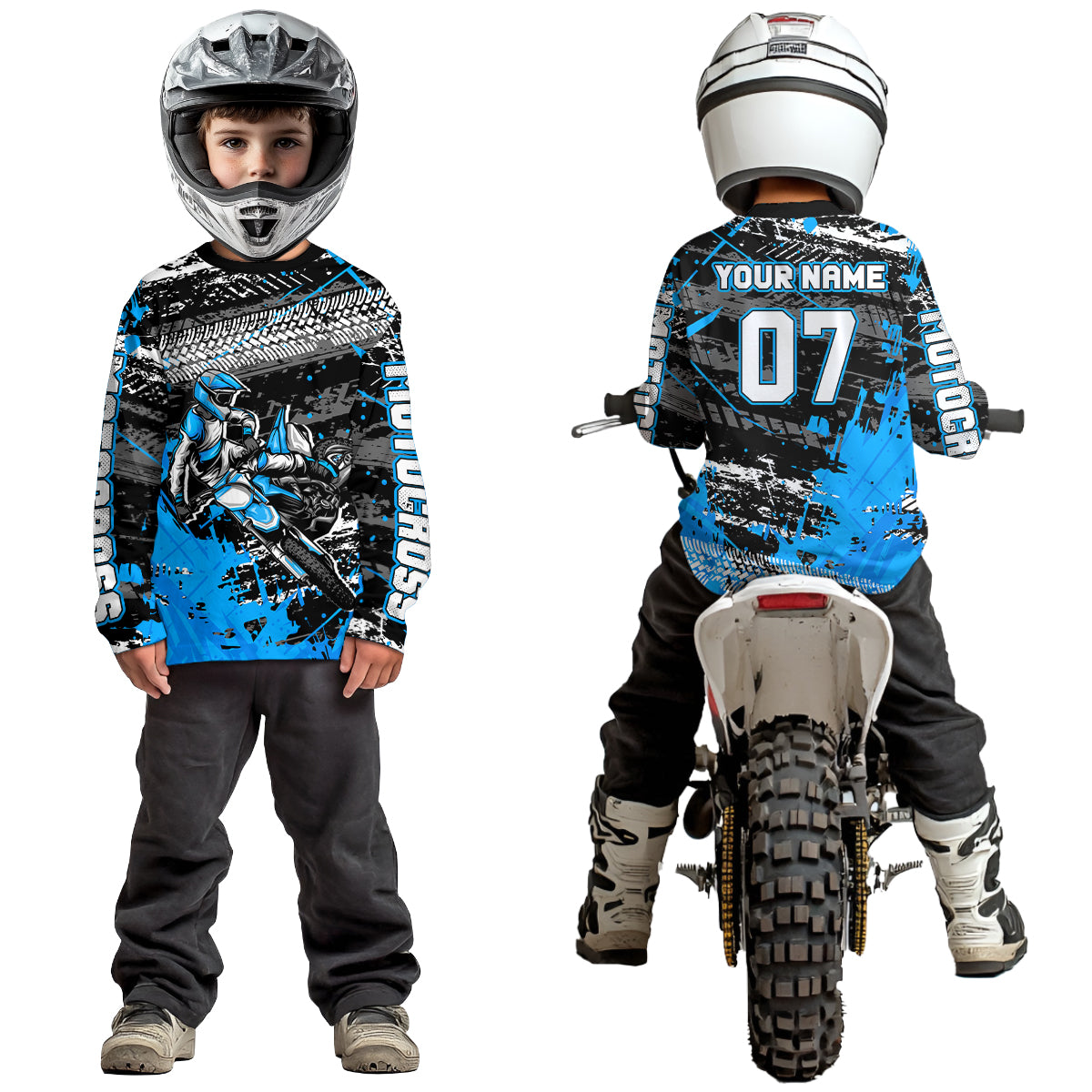 Blue Motocross Jersey Racing for Kid Men Women Custom Dirt Bike Shirts UPF30+ DNT45