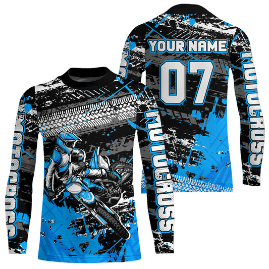 Blue Motocross Jersey Racing for Kid Men Women Custom Dirt Bike Shirts UPF30+ DNT45