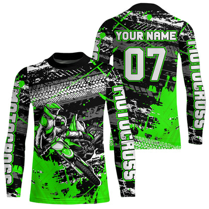 Green Motocross Jersey Racing for Kid Men Women Custom Dirt Bike Shirts UPF30+ DNT45