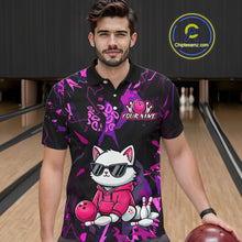 Load image into Gallery viewer, Custom Funny Cat Bowling Bowling Jersey for Men Bowling Team Shirts Polo &amp; 1/4 Zip HNT194