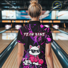 Load image into Gallery viewer, Custom Funny Cat Bowling Bowling Jersey for Women Bowling Team Shirts Polo &amp; 1/4 Zip HNT194