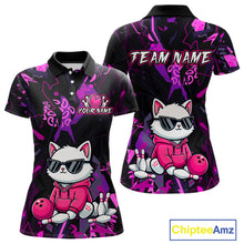 Load image into Gallery viewer, Custom Funny Cat Bowling Bowling Jersey for Women Bowling Team Shirts Polo &amp; 1/4 Zip HNT194